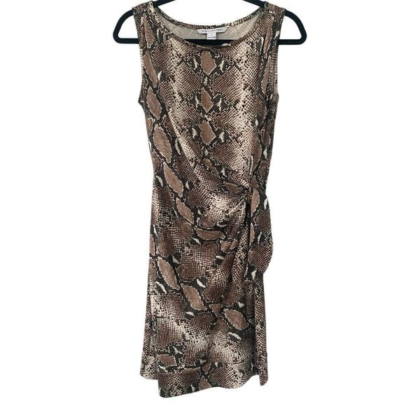 Diane Von Furstenberg Sleeveless Snake Print Silk Wrap Dress - Picture 1 of 8